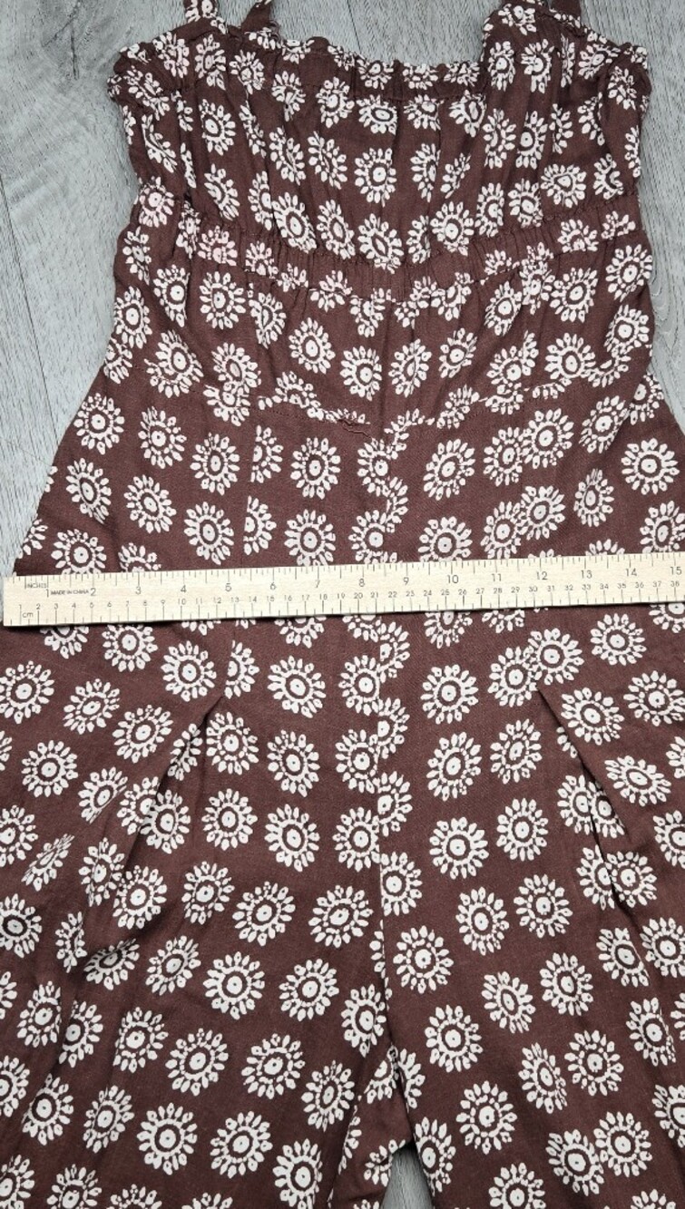 Ecote Urban Outfitters Floral Wide Leg Jumpsuit Size M Linen Blend Lace Back - Picture 5 of 13